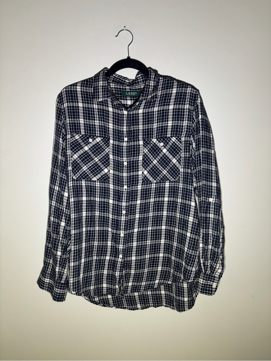 Ralph Lauren Tops - Lauren Ralph Lauren Navy Plaid Button Down Shirt Size XL